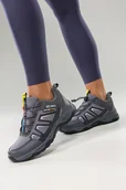 Buty trekkingowe damskie - Szare buty trekkingowe damskie buty sportowe na bieżnikowanej podeszwie z regulowaną elastyczną sznurówką białe wstawki softshell Casu 2213-2W - miniaturka - grafika 1