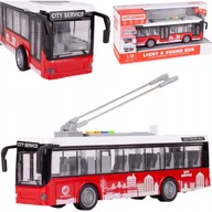 Samochody i pojazdy dla dzieci - Duży czerwony trolejbus miejski otwierane drzwi dźwięki światła WY911A - miniaturka - grafika 1