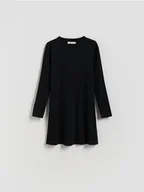 Sukienki i spódniczki dla dziewczynek - Reserved - Prążkowana sukienka - czarny - miniaturka - grafika 1