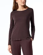 Koszulki i topy damskie - Schiesser Damska Koszulka z Długim Rękawem, Górna Część Piżamowa, Czerwono-Brązowa, 40 - miniaturka - grafika 1