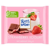 Czekolada - Ritter Sport Czekolada mleczna nadziewana kremem z jogurtu z truskawkami 100 g - miniaturka - grafika 1