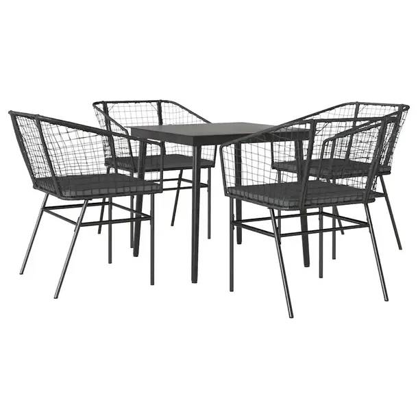 Zestaw mebli ogrodowych czarny z rattanem PE, stół 80x80x74 cm, krzesła