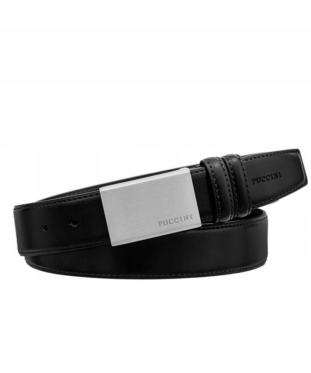 Pasek Męski Do Spodni Skórzany Skóra Naturalna PUCCINI Czarny PAM05(3.5)M 1