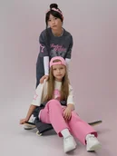 Koszulki dla dziewczynek - 4F T-shirt loose z nadrukiem dziewczęcy - szary 158/164 (12-14 lat) - miniaturka - grafika 1