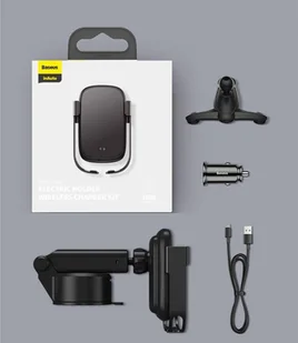 Baseus 5w1 elektrycznie zamykany uchwyt samochodowy bezprzewodowa ładowarka Qi 10 W + ładowarka samochodowa + 2 mocowania + kabel micro USB srebrny (WXHW01-B0S) - Ładowarki samochodowe - miniaturka - grafika 24