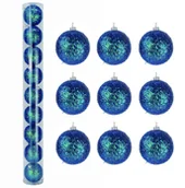 Bombki - BOMBKI CHOINKOWE PLASTIKOWE NIEBIESKIE BROKATOWE Z EFEKTEM KAMELEONA 60 MM ZESTAW 9 SZT BOMBKI I OZDOBY CHOINKOWE - miniaturka - grafika 1