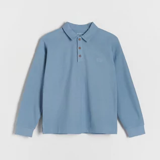 Koszulki dla chłopców - Reserved - Longsleeve polo oversize - Niebieski - grafika 1
