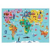 Puzzle - Mudpuppy Puzzle 78 elementów. Mapa Świata z elementami w kształcie budynków i zwierząt - miniaturka - grafika 1