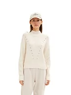 Swetry damskie - TOM TAILOR Denim Damski Sweter Basic ze stójką 1034311, 10338 - Soft Light Beige, L - miniaturka - grafika 1