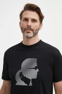 Koszulki męskie - Karl Lagerfeld t-shirt bawełniany męski kolor czarny z nadrukiem 542224.755052 - miniaturka - grafika 1