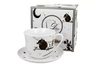 Filiżanki - Filiżanka do kawy i herbaty porcelanowa ze spodkiem DUO CHARMING OWLS 450 ml - miniaturka - grafika 1