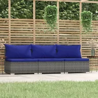 Sofy ogrodowe - Lumarko 3-osobowa sofa ogrodowa z poduszkami, szary rattan PE - miniaturka - grafika 1