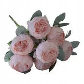 Sztuczne kwiaty - Bukiet PIWONIE Peonia Sztuczne Kwiaty 7 Pąków Jasny Róż Piwonia Jak Żywa - miniaturka - grafika 1