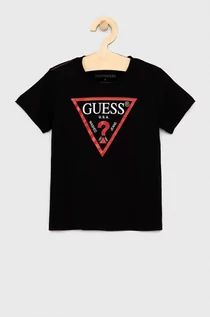 Koszulki dla chłopców - Guess T-shirt dziecięcy kolor czarny melanżowy - grafika 1