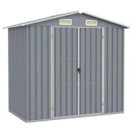 Altany ogrodowe - vidaXL Szopa ogrodowa, szara, 205x129x183 cm, stal galwanizowana - miniaturka - grafika 1