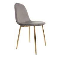 Krzesła - Krzesło tapicerowane, złote nóżki, 43x52x89 cm, szary - miniaturka - grafika 1