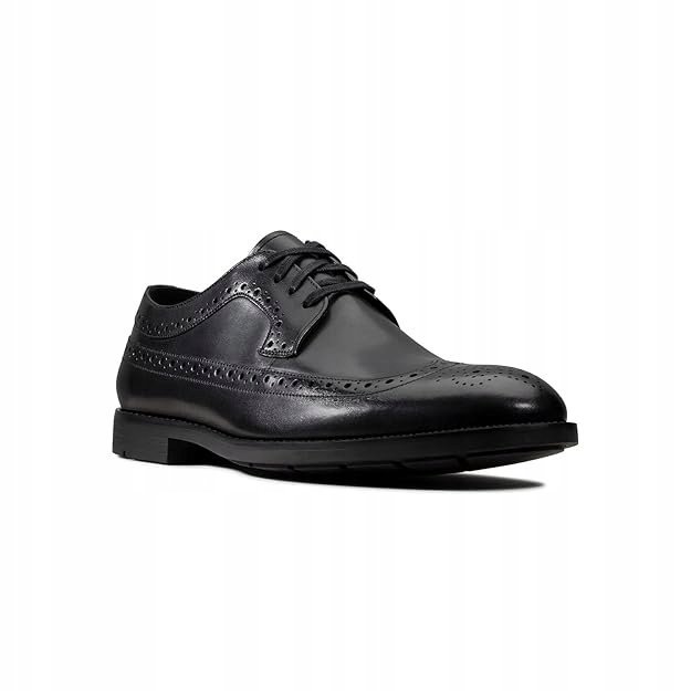 CLARKS CZARNE PÓŁBUTY MĘSKIE ZDOBIONE ELEGANCKIE 42,5 16GA