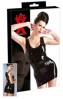 Odzież erotyczna - Lateksowa mini sukienka czarna XS - grafika 1