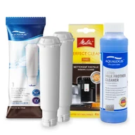 Akcesoria i części do ekspresów do kawy - Zestaw MELITTA Aqualogis AL-TES46 2szt, Tabletki Perfect Clean 4szt, Aqualogis Latteo 250m - miniaturka - grafika 1