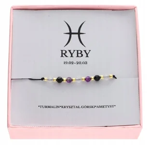 ZŁOTA bransoletka znak zodiaku RYBY kamienie naturalne srebro 925 - Bransoletki - miniaturka - grafika 1