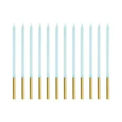Urodziny dla dorosłych - PartyDeco Świeczki urodzinowe gładkie błękitne 14cm 12szt - miniaturka - grafika 1