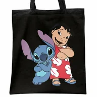 Torby i wózki na zakupy - Torba bawełniana czarna na zakupy Stitch Lilo i Stich Dla Fanów - miniaturka - grafika 1