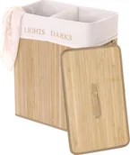 Kosze na bieliznę - Kosz na pranie HWC-C21, Pojemnik na pranie Kosz na pranie, bambusowy 2 komory 63x55x34cm 100l ~ kolor naturalny - miniaturka - grafika 1