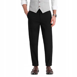 Męskie spodnie chino z gumką w pasie czarne V4 OM-PACP-0157 XL - Spodnie męskie Męskie spodnie chino z gumką w pasie czarne V4 OM-PACP-0157 XL - Spodnie męskie - miniaturka - grafika 1