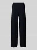 Spodnie damskie - Spodnie materiałowe z szeroką nogawką i dodatkiem wiskozy model ‘PUNTO’ - miniaturka - grafika 1