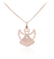 Biżuteria religijna - Naszyjnik Aniołek z Krzyżykiem - Pamiątka Chrztu - rose gold - miniaturka - grafika 1