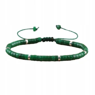 Bransoletka Koraliki Kamień Naturalny Zielony Jadeit 2 x 4 mm Regulowany - Bransoletki - miniaturka - grafika 1