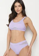 Stroje kąpielowe - Fioletowe Bikini Majtki Figi i Biustonosz z Siateczkową Wstawką Natenira - miniaturka - grafika 1