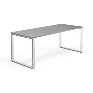 Biurko QBUS, rama O, 1800x800 mm, srebrna rama, jasnoszary - Biurka - miniaturka - grafika 1