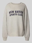 Bluzy damskie - Bluza o kroju oversized z czystej bawełny z nadrukiem z napisem - miniaturka - grafika 1