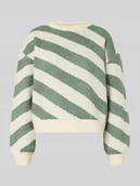 Swetry damskie - Sweter z dzianiny o kroju regular fit z szerokim wzorem w paski i obniżonymi ramionami model ‘LARA’ - miniaturka - grafika 1