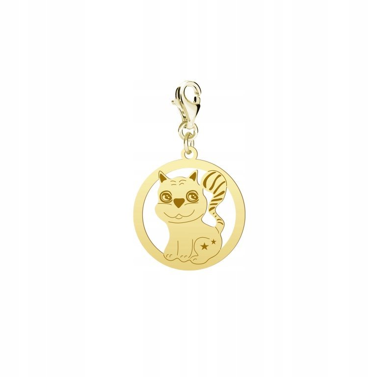 Pozłacany Charms CUTIE KOTEK DEDYKACJA