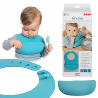 Sztućce dla dzieci - Śliniak silikonowy z kieszonką regulowany REER - miniaturka - grafika 1