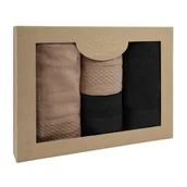 Ręczniki - Ręczniki bawełniane FROTTE jednobarwne komplet EKO 4 sztuk kolor beż czarny - miniaturka - grafika 1