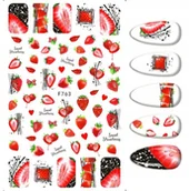 Ozdoby do paznokci - Naklejki Do Zdobienia Paznokci Wzory Truskawki, F-763 - miniaturka - grafika 1