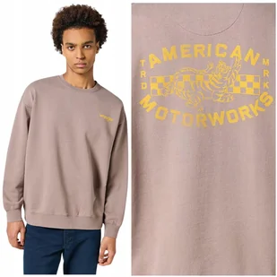 Wrangler CREWNECK SWETASHIRT luźna bawełniana beżowa bluza logo +nadruk XXL - Bluzy męskie - miniaturka - grafika 1