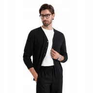Swetry męskie - Monochromatyczny dzianinowy męski kardigan czarny Ombre OM-SWCD-0126 V2 XXL - miniaturka - grafika 1