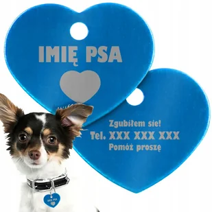 Adresówka Granatowa na Obroże Serce Grawer Wzory - Akcesoria podróżnicze - miniaturka - grafika 1