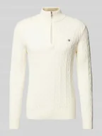 Swetry męskie - Sweter z dzianiny z wzorem warkocza - miniaturka - grafika 1