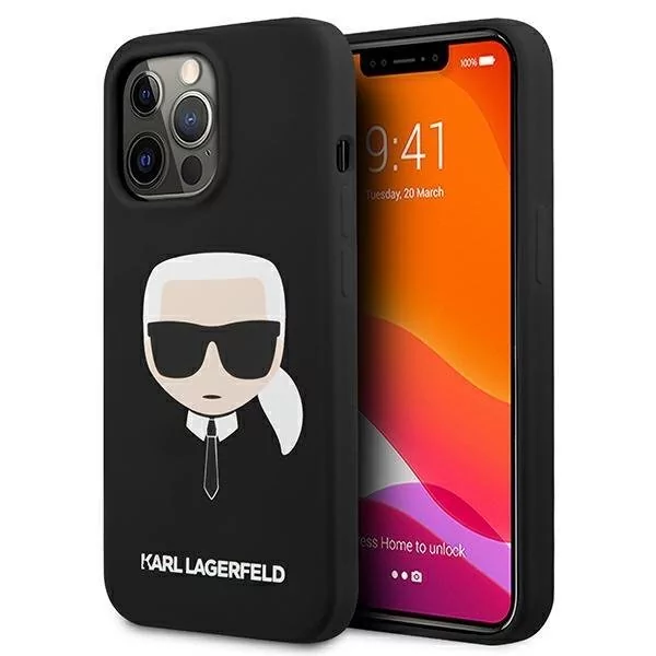 Karl Lagerfeld Silicone Ikonik Karl`s Head - Etui iPhone 13 Pro (czarny) KLHCP13LSLKHBK