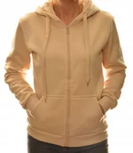 Bluzy damskie - Damska bluza dresowa z kapturem rozpinana ocieplana L beżowa - miniaturka - grafika 1