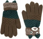 Rękawiczki dla dzieci - Rękawiczki dziecięce Winter Teddy dla dzieci w wieku 4-9l Brązowy - miniaturka - grafika 1