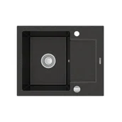 Zlewozmywaki - Mexen Enzo zlewozmywak granitowy 1-komorowy z krótkim ociekaczem 576 x 465 mm, czarny nakrapiany - 6506571005-76 - miniaturka - grafika 1