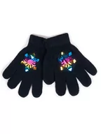 Rękawiczki dla dzieci - Rękawiczki Dziewczęce Pięciopalczaste Czarne Z Hologramem Śnieżynką 14 Cm - miniaturka - grafika 1