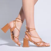 Półbuty męskie - Damskie sandały skórzane wiązane - miniaturka - grafika 1