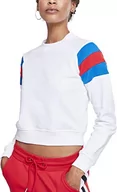 Bluzy damskie - Urban Classics Damska bluza z długim rękawem Stripe Crew, wielokolorowy (White/Brightblue/Firered 01557), M - miniaturka - grafika 1